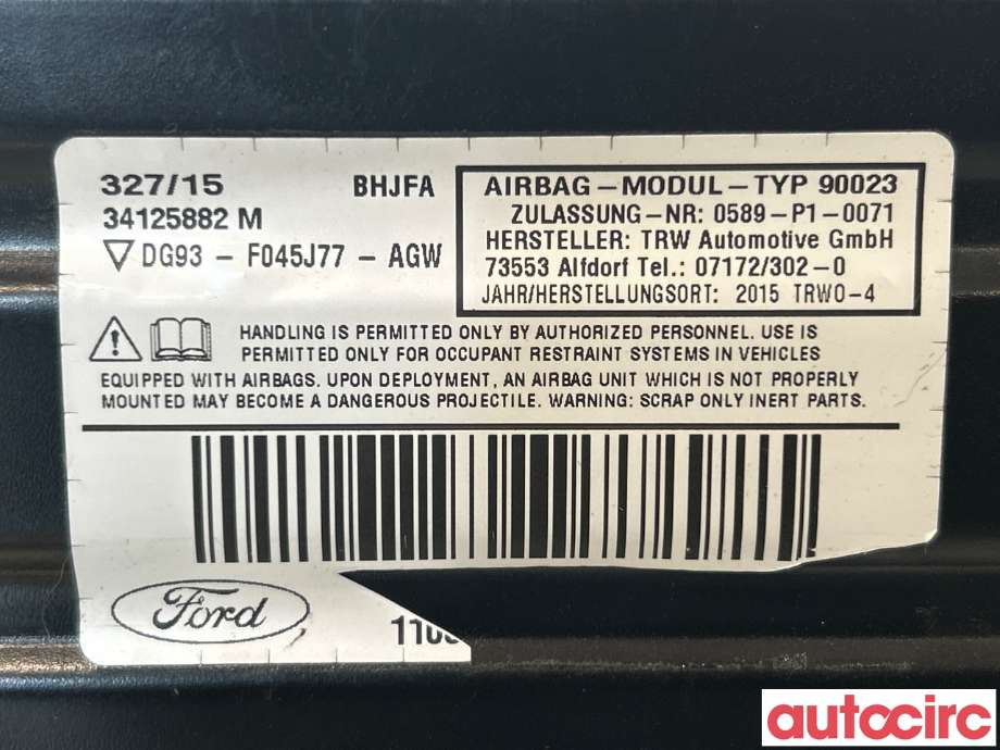 Airbag kne til Ford Mondeo 2014-2019 (Type V, Fase 1)  (FORD|DG93-F045J77-AH3JA6|2134828|DG93-F045J77-AGW)