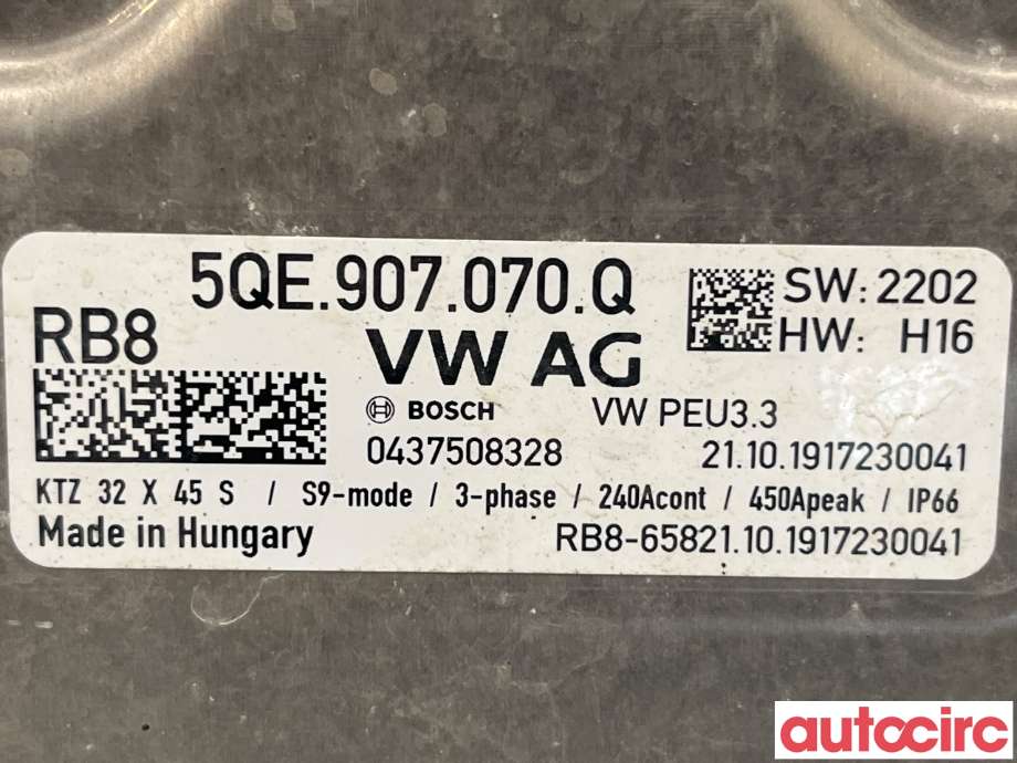 Inverter elbil til VW e-Golf 2017-2020 (Fase 2)  (VOLKSWAGEN|5QE907070Q|0437508328)