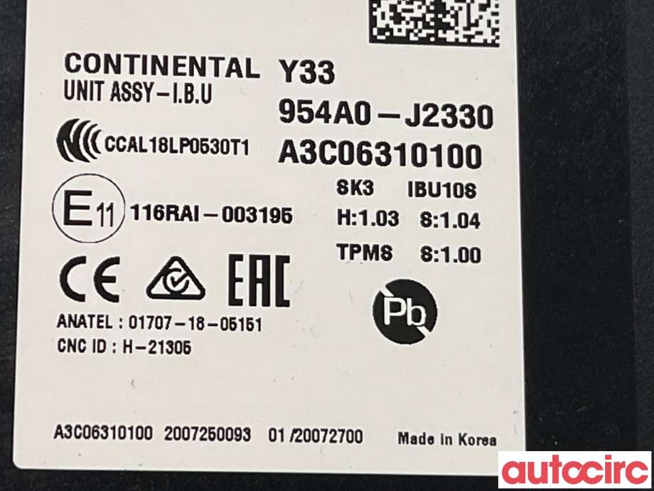 Styreenhet comfort (BCM) til Kia e-Soul 2019-->> (Type III)  (KIA|954A0J2330)