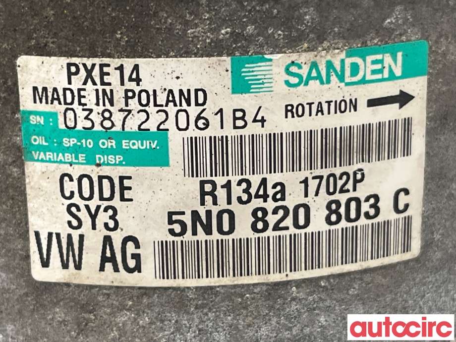 Aircondition kompressor til Škoda Yeti 2009-2013 (Fase 1)  (SKODA|5N0820803C|PXE141702|1K0820808F)