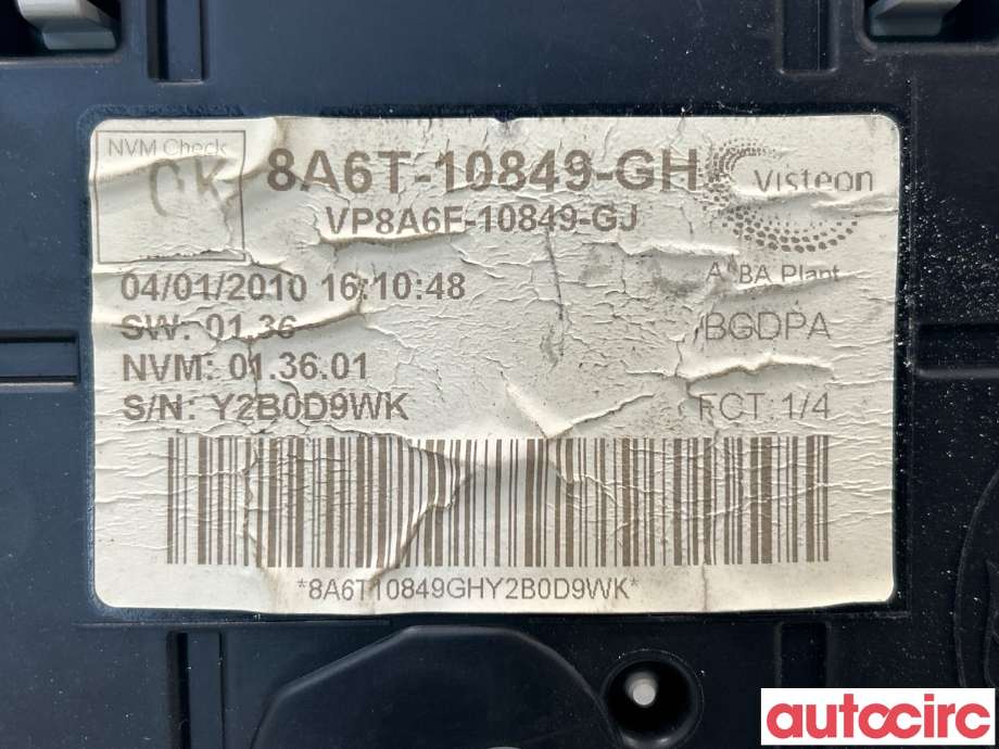 Instrumentpanel til Ford Fiesta 2008-2012 (Type VI, Fase 1)  (FORD|CU6T-10849-GD|1786854|8A6T-10849-GH)