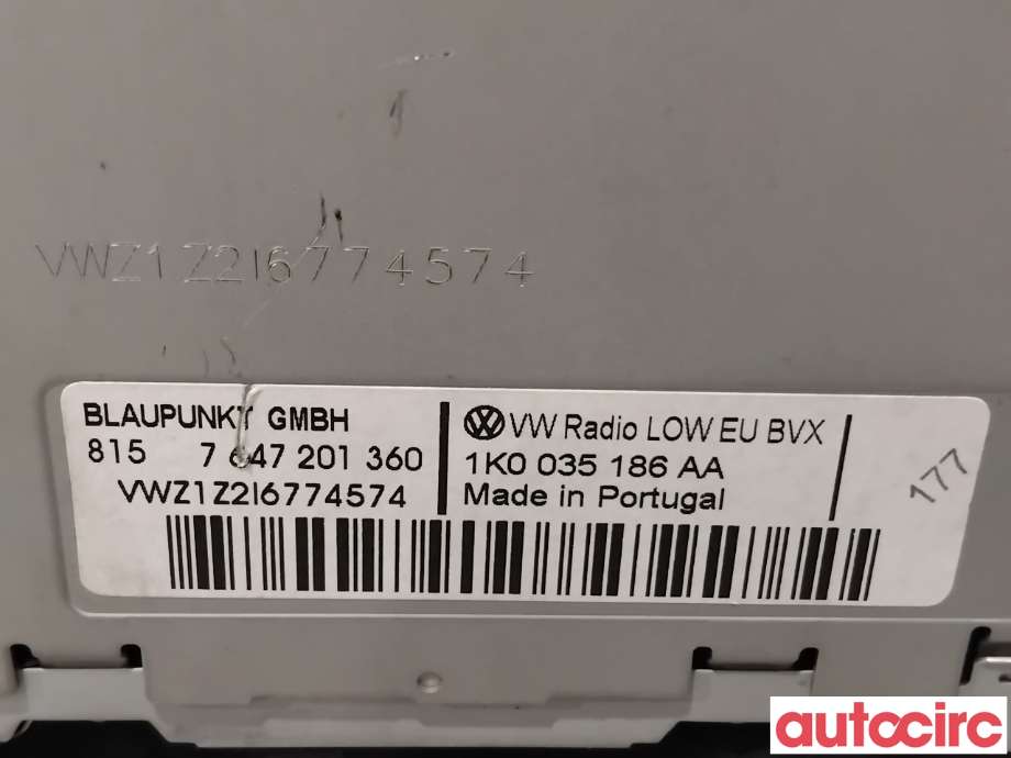 Bilstereo til VW Passat 2005-2010 (B6) (B6) (VOLKSWAGEN|1K0057187AX|7647201360|1K0035186AA)