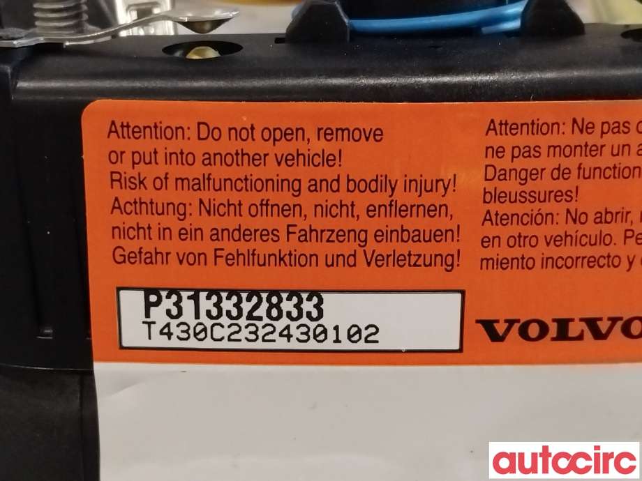 Airbag rattpute til Volvo XC60 2014-2017 (Type I, Fase 2)  (VOLVO|31332820||31332833)