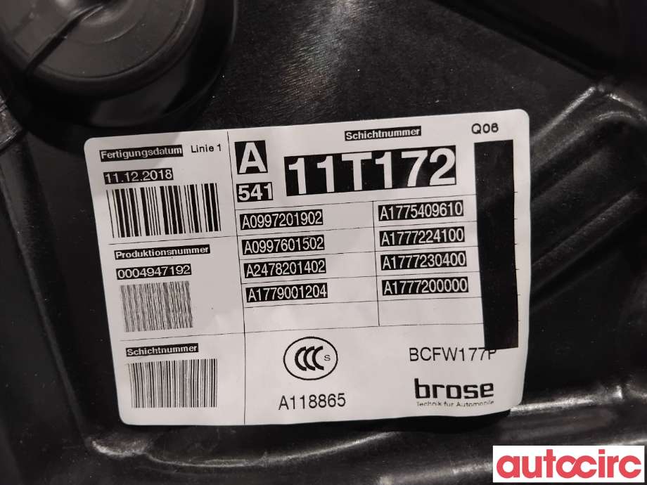 Ruteheis til Mercedes A-Klasse 2018-->> (W177) (W177) (MERCEDES|A1777200000|)