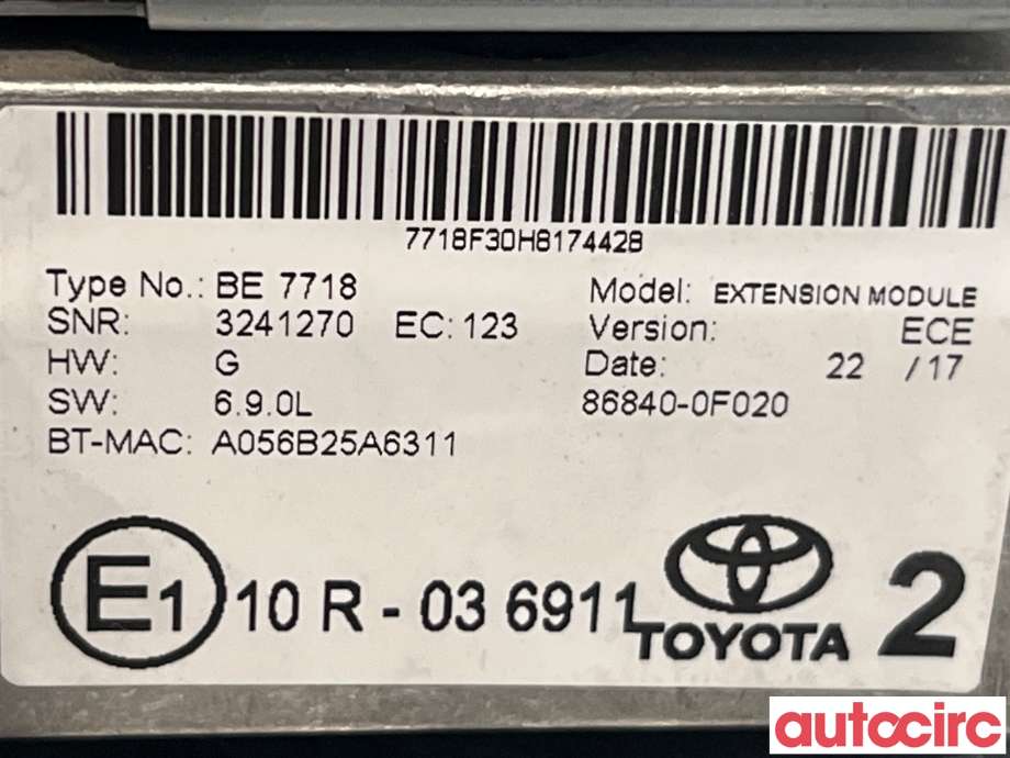 Bilstereo til Toyota Yaris 2014-2020 (Type III, Fase 2)  (TOYOTA|861400D331|BE7718)