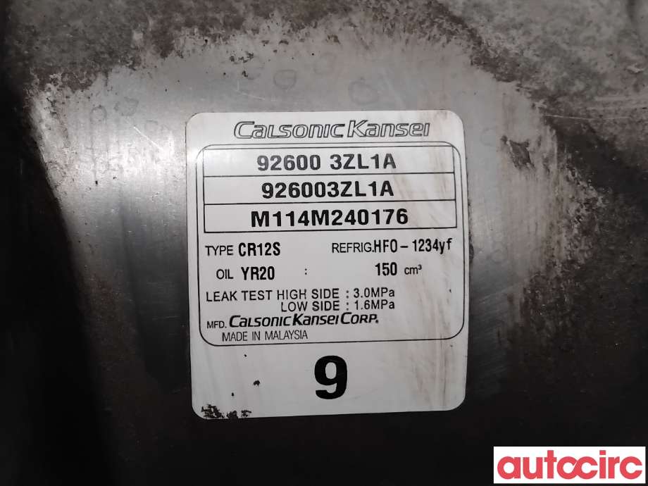 Aircondition kompressor til Nissan Pulsar 2014-->> (NISSAN|926003ZL1A|CR12S)