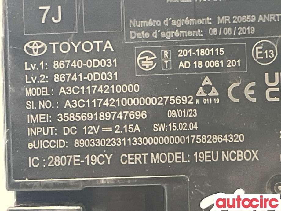 Styreenhet bluetooth til Toyota Yaris Cross (SUV) 2021-->>  (TOYOTA|867400D031)