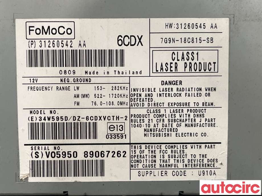 Bilstereo til Volvo V70 2007-2013 (Type III, Fase 1)  (VOLVO|36050931)