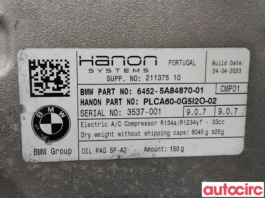 Aircondition kompressor til BMW X1 2022-->> (U11) (U11) (BMW|64525B31E57|PLCA60-0G5I2O-02|6452-5A84870)