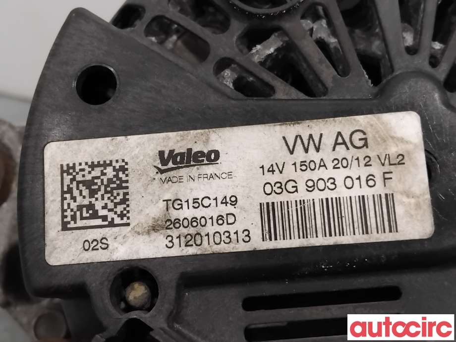Dynamo til Audi Q5 2012-2017 (Type I, Fase 2)  (AUDI|03G903016FX|TG15C149|03G903016F)