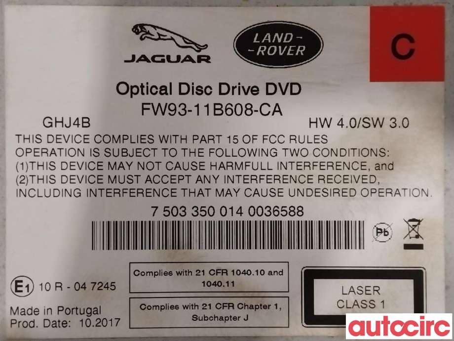 Bilstereo til Land Rover Discovery 2017-->> (Type V)  (LAND-ROVER|LR081462|FW9311B608CA)