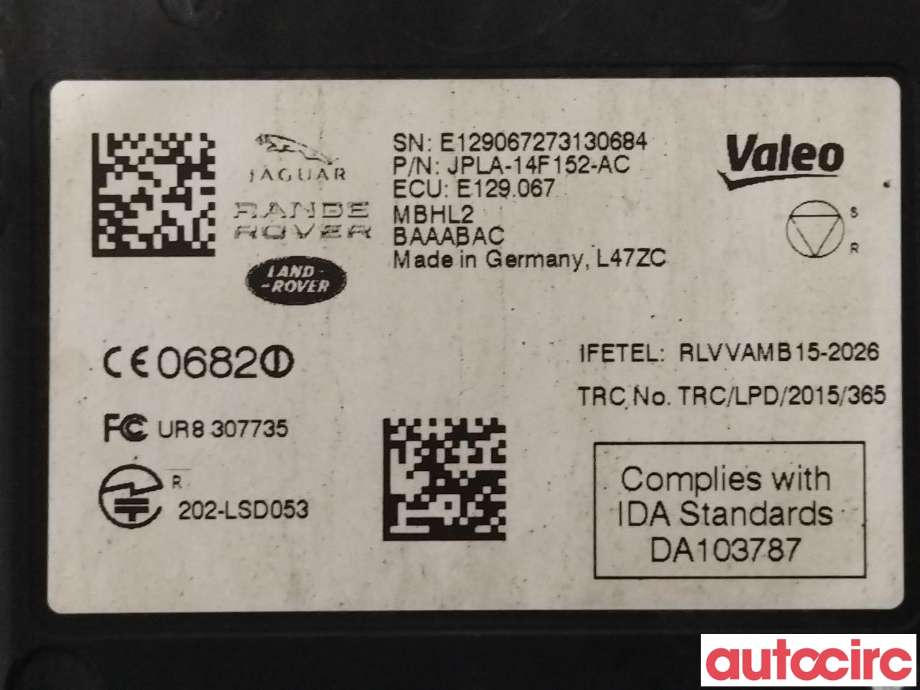 Sensor radar til Land Rover Discovery 2017-->> (Type V)  (LAND-ROVER|LR099525|JPLA-14F152-AC)