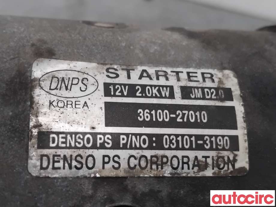 Starter diesel til Hyundai Santa Fe 2006-2009 (Type II, Fase 1)  (HYUNDAI|3610027010|03101-3190|3610027011)