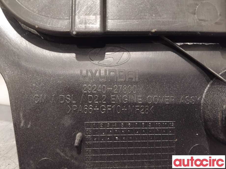 Motordeksel over motor til Hyundai Santa Fe 2006-2009 (Type II, Fase 1)  (HYUNDAI|2924027800||29240-27800)