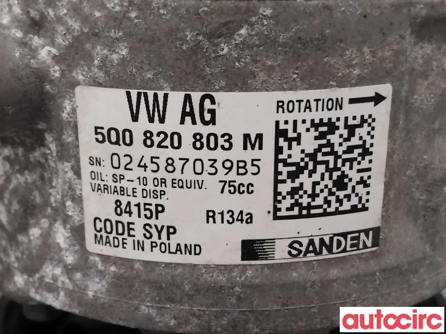 Aircondition kompressor til VW Caddy 2015-2020 (Type III, Fase 3)  (VOLKSWAGEN|5Q0820803F|8415|5Q0820803K)