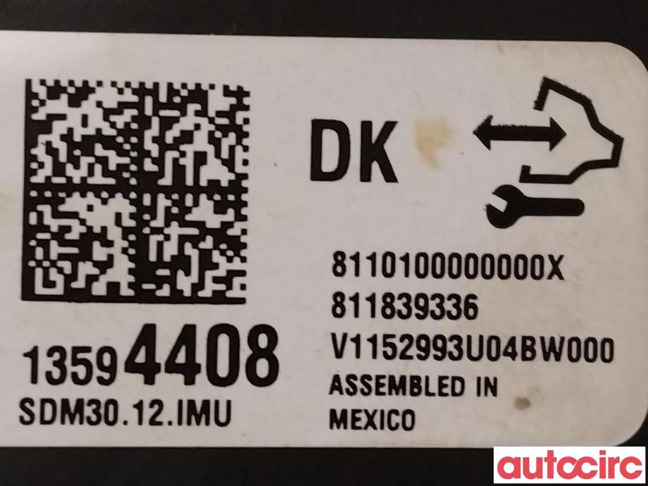 Airbag elektronikk til Opel Mokka 2012-2016 (Type I, Fase 1)  (OPEL|13512404|13594408)