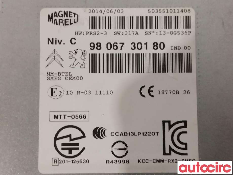 Bilstereo diverse til Peugeot 2008 2013-2019 (Type I)  (PEUGEOT|1610769380|9806730180)