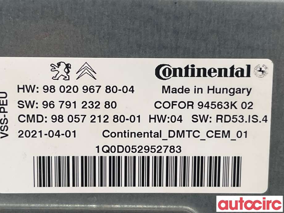 Styreenhet tenning til Peugeot 508 2011-2014 (Type I, Fase 1)  (PEUGEOT|5600VR|980209678004)