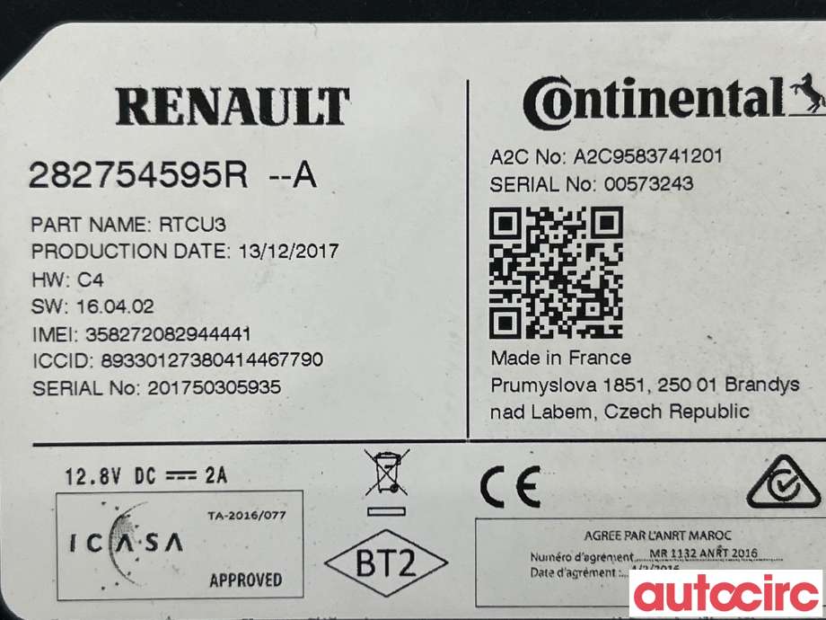 Styreenhet diverse til Renault Kangoo 2008-2021 (Type II)  (RENAULT|282759572R|282754595R)