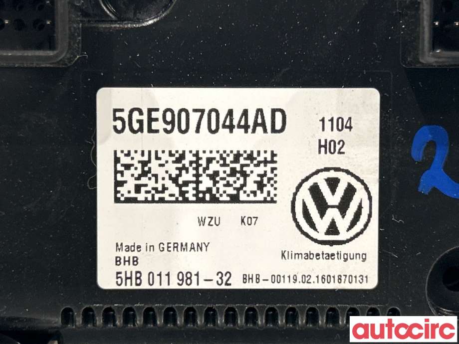 Varmeapparat betjening til VW e-Golf 2014-2017 (Fase 1)  (VOLKSWAGEN|5GE907044AD|)