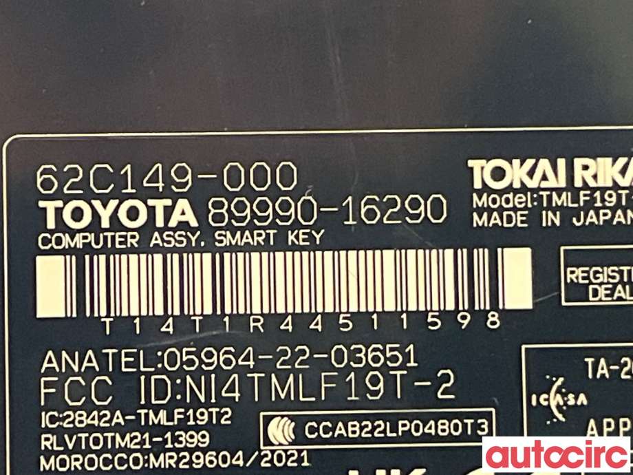 Styreenhet nøkkelfri/keyless til Toyota Corolla 2019-->>  (TOYOTA|899H016250|8999016290)