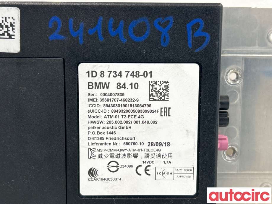 Styreenhet bluetooth til BMW i3 2013-2022  (BMW|84105A0FC22|8734748)
