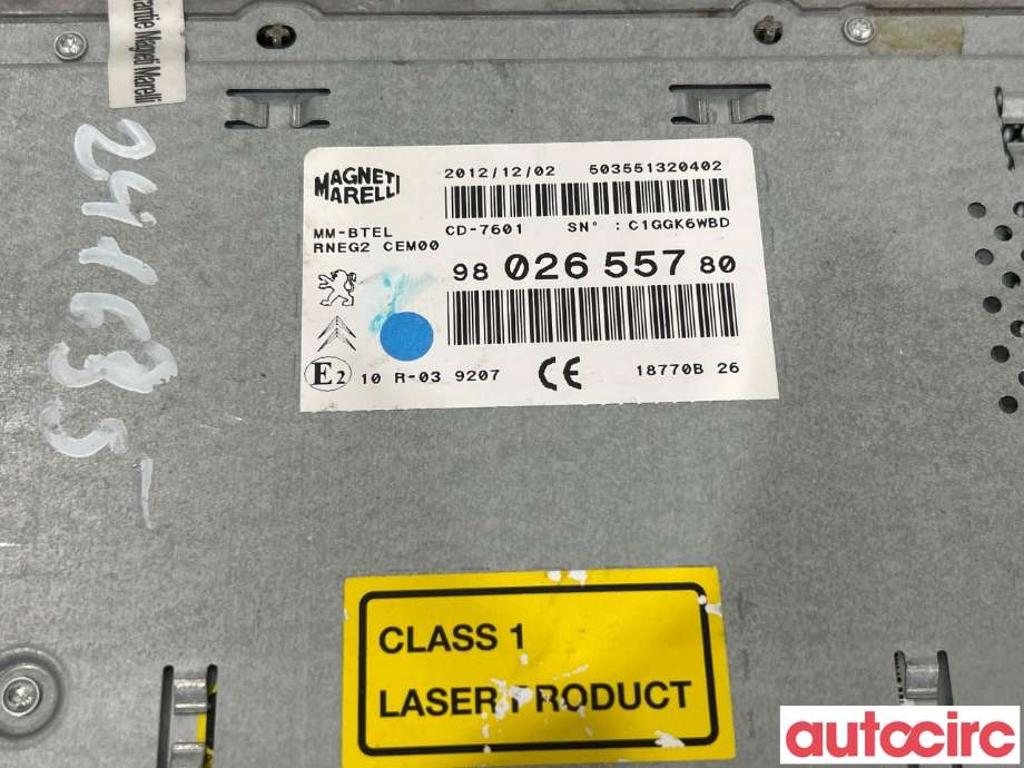 Bilstereo til Peugeot 508 2011-2014 (Type I, Fase 1)  (PEUGEOT|1609839680|9802655780)