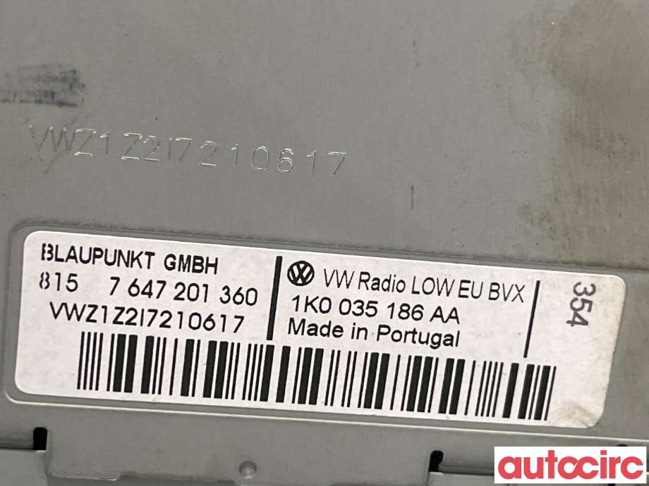 Bilstereo til VW Golf VI 2008-2012  (VOLKSWAGEN|1K0057187AX||1K0035186AA)