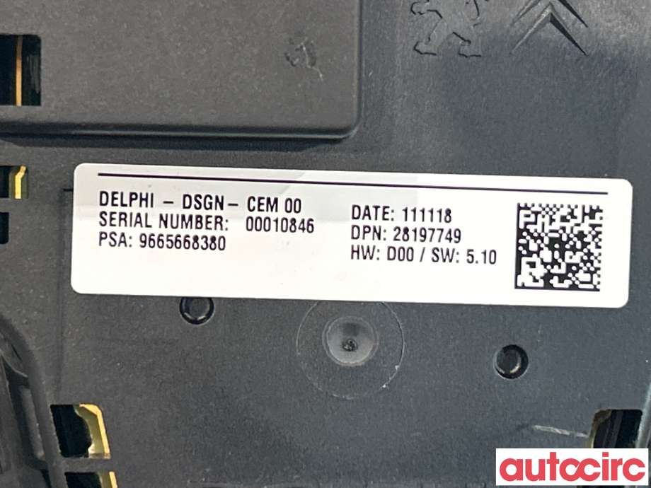 Bryter diverse til Peugeot 508 2011-2014 (Type I, Fase 1) (PEUGEOT|98023785ZD|6593U1|9665668380)