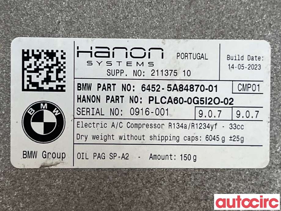 Aircondition kompressor til BMW X1 2022-->> (U11) (U11) (BMW|64525B31E57)