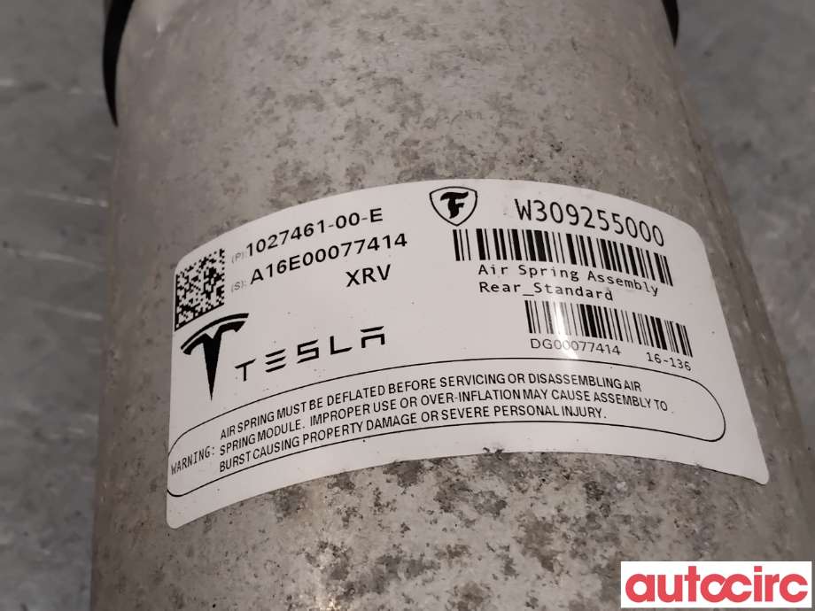 Fjær foran nivå luftpute/belg til Tesla Model X 2016-->>  (TESLA|1027461-00-E|)