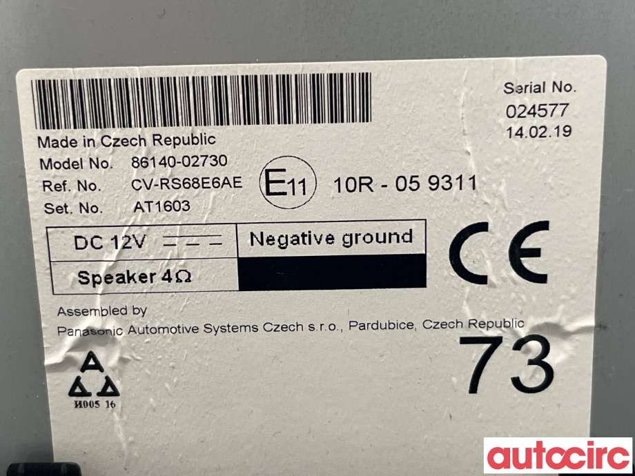 Bilstereo til Toyota Corolla 2019-->>  (TOYOTA|8614002731)