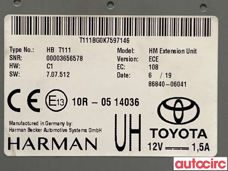 Styreenhet bluetooth til Toyota Corolla 2019-->>  (TOYOTA|8684006041)