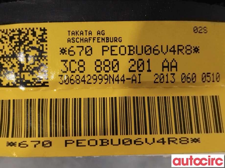 Airbag rattpute til VW Passat 2011-2015 (B7) (B7) (VOLKSWAGEN|3C8880201AH|3C8880201AA)