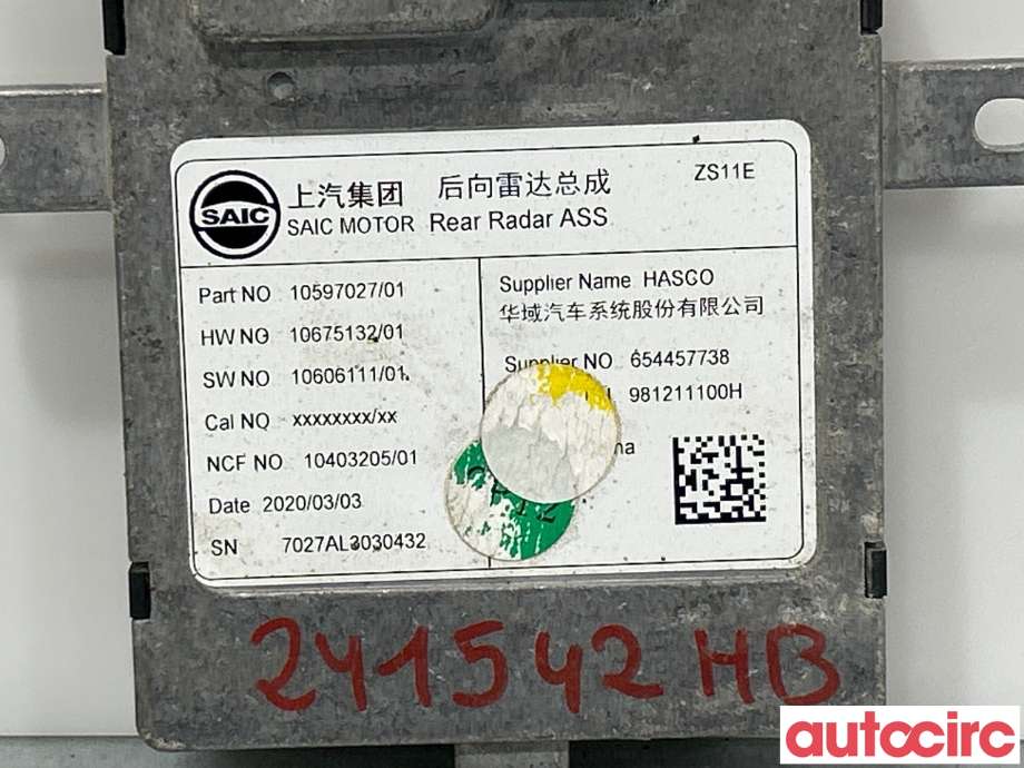 Sensor radar til MG ZS EV 2019-2021 (Type I, Fase 1)  (MG|10597027)