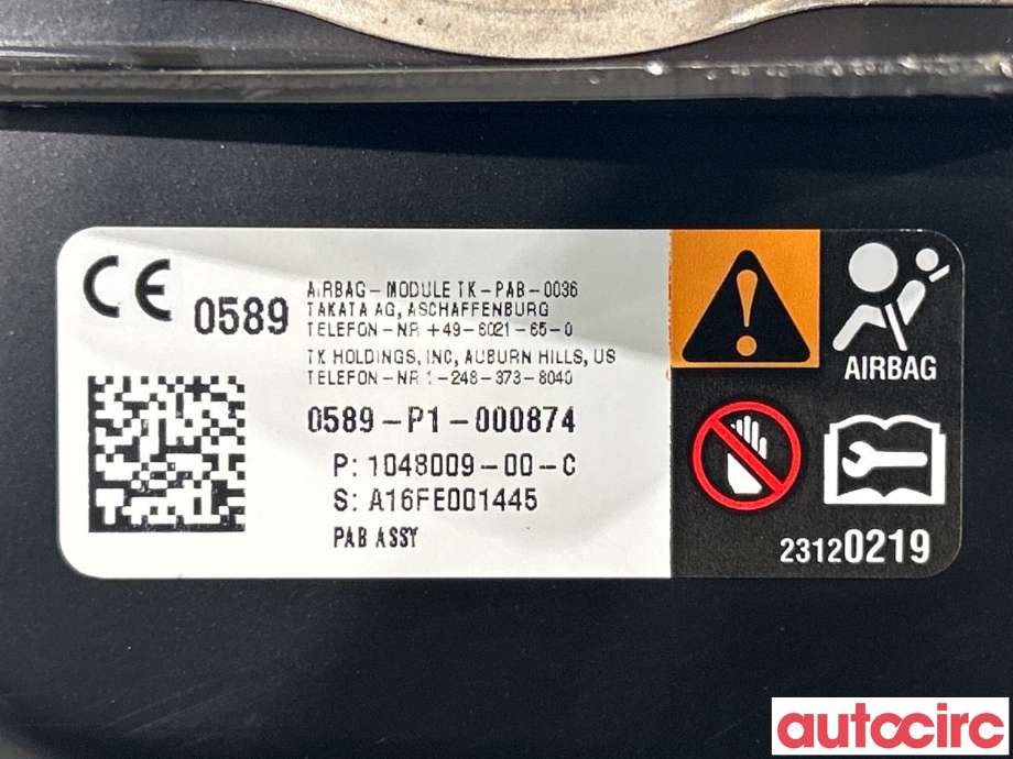 Airbag passasjer til Tesla Model X 2016-->> (TESLA|1048009-00-D|1048009-00-C)