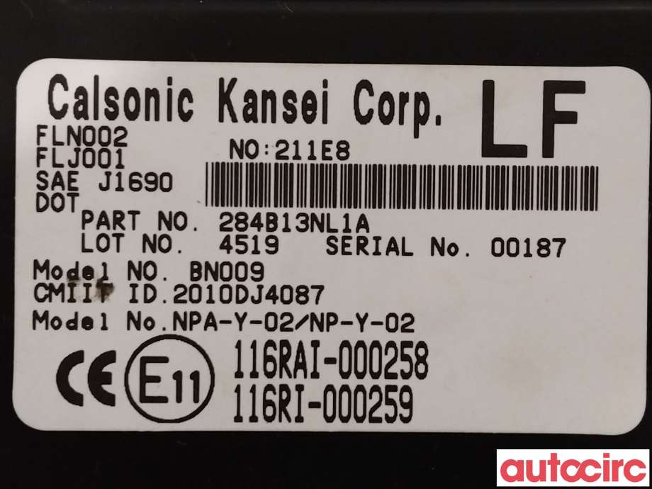 Styreenhet comfort (BCM) til Nissan Leaf 2011-2017 (Type I)  (NISSAN|284B13NL1A)