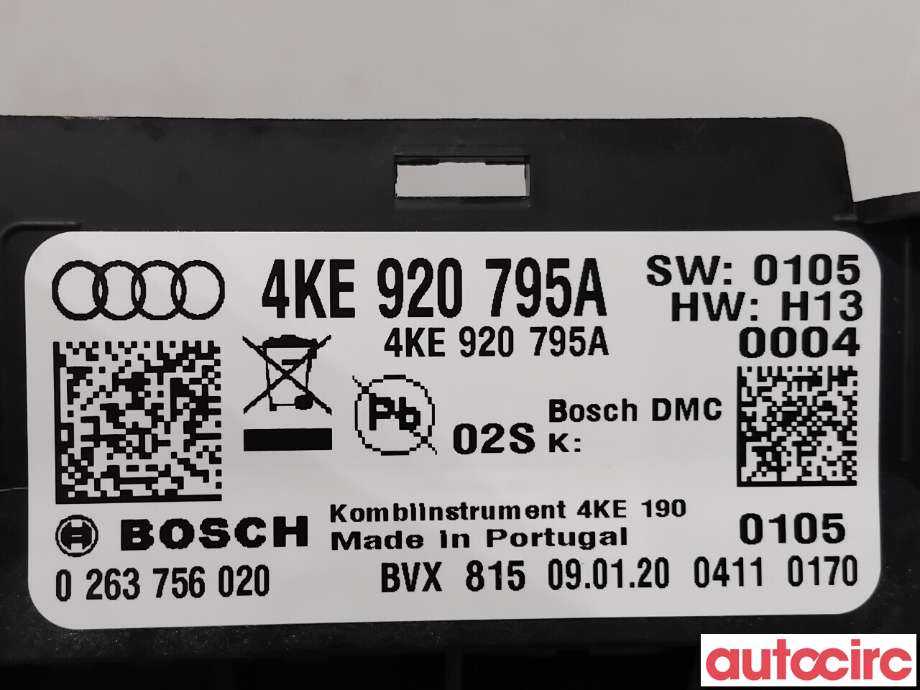 Instrumentpanel til Audi e-tron 2018-->>  (AUDI|4KE920795A|0263756020)