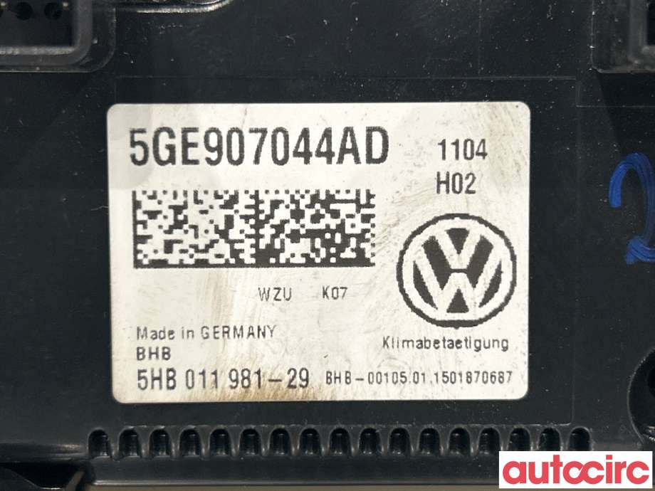 Varmeapparat betjening til VW e-Golf 2014-2017 (Fase 1)  (VOLKSWAGEN|5GE907044AD|)