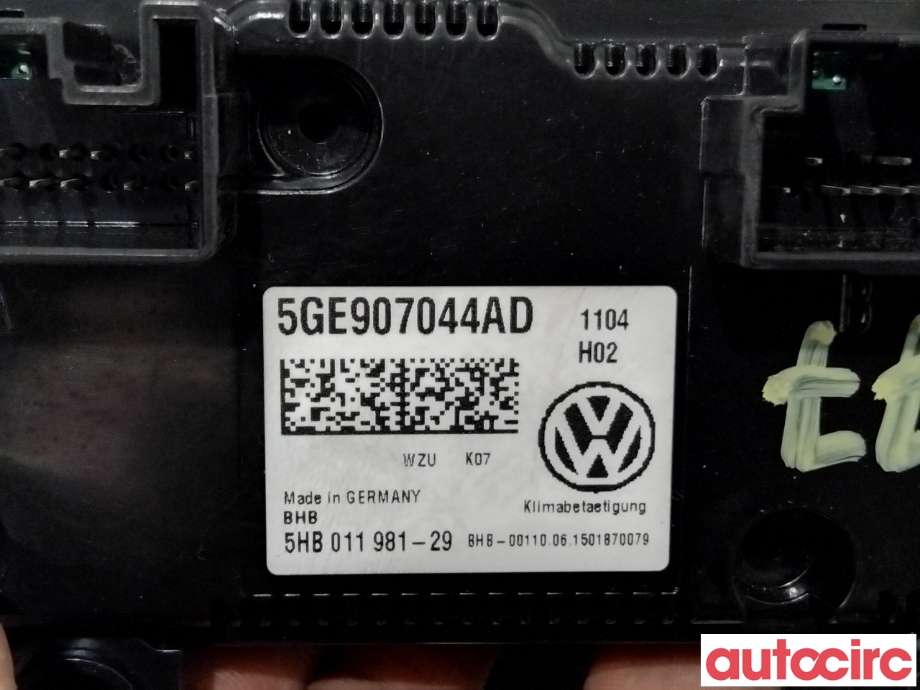 Varmeapparat betjening til VW e-Golf 2014-2017 (Fase 1)  (VOLKSWAGEN|5GE907044AD|5HB011981-29)