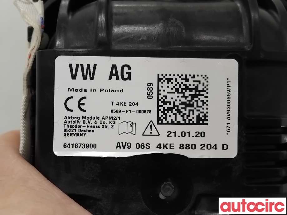 Airbag passasjer til Audi e-tron 2018-->>  (AUDI|4KE880204D|641873900|4KE880204K)