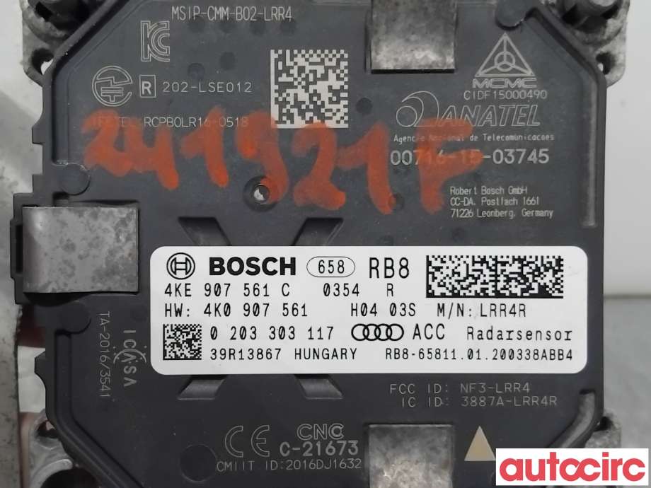 Sensor radar til Audi e-tron 2018-->>  (AUDI|4KE907561C|0203303117)