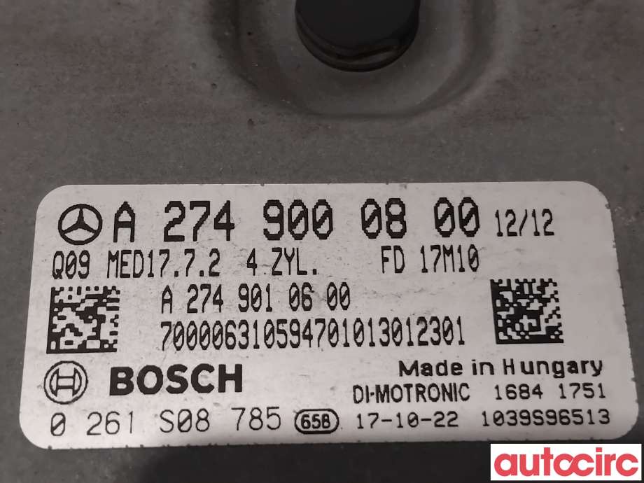 Styreenhet motor til Mercedes C-Klasse 2014-2018 (Fase 1) (W205) (W205) (MERCEDES|A2749000800|0261S08785|A2749002900)