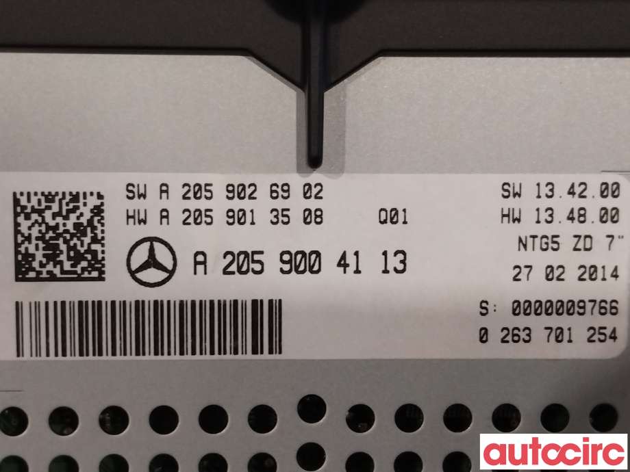 Multimedia display (MCU - Media Controller Unit) til Mercedes C-Klasse 2014-2018 (Fase 1) (W205) (W205) (MERCEDES|A2059004113)