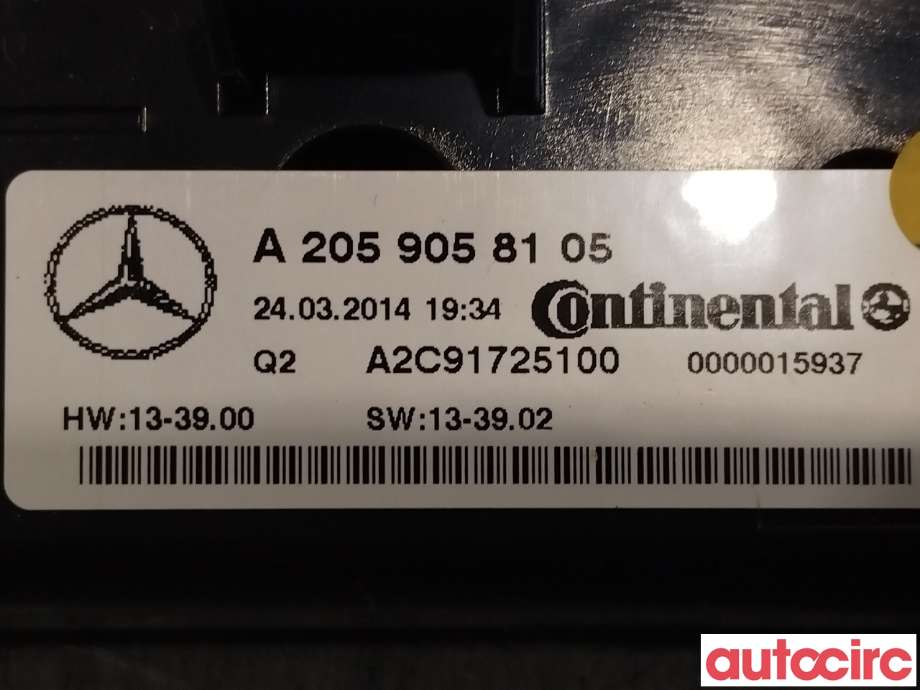 Varmeapparat betjening til Mercedes C-Klasse 2014-2018 (Fase 1) (W205) (W205) (MERCEDES|A2059054215|A2059058105)