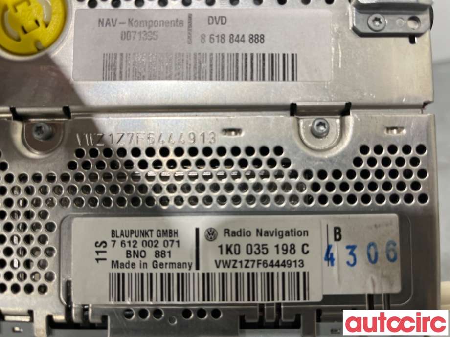 Bilstereo navigasjon til VW Passat 2005-2010 (B6) (B6) (VOLKSWAGEN|1K0035198CX|7612002071|1K0035198C)