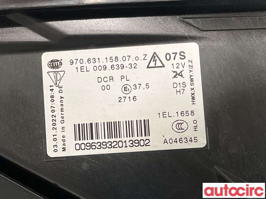 Frontlykt høyre halogen til Porsche Panamera 2009-2017 (Type I) (970) (970) (PORSCHE|97063115807|)