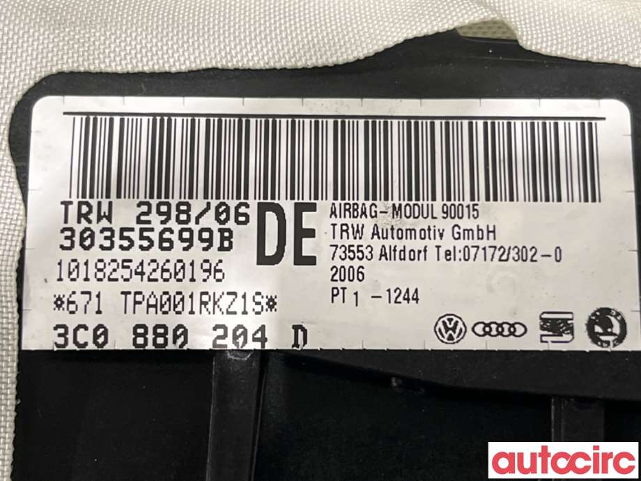 Airbag passasjer til VW Passat 2005-2010 (B6) (B6) (VOLKSWAGEN|3C0880204E|3C0880204D|3C0880204H)