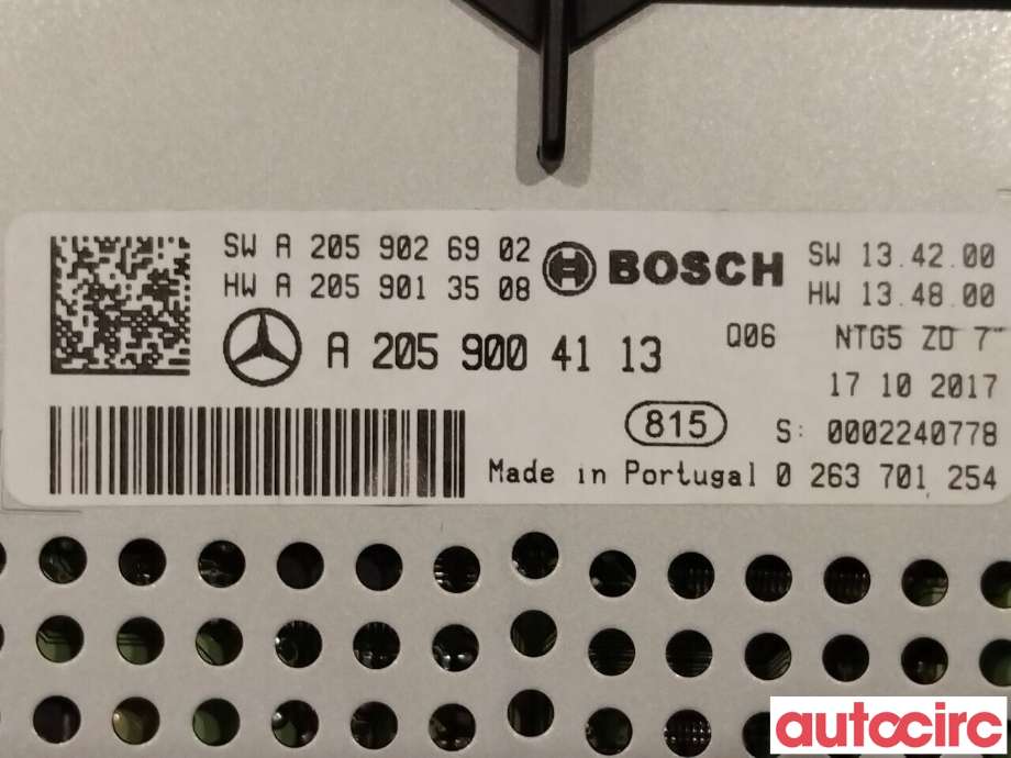 Multimedia display (MCU - Media Controller Unit) til Mercedes C-Klasse 2014-2018 (Fase 1) (W205) (W205) (MERCEDES|A2059004113)