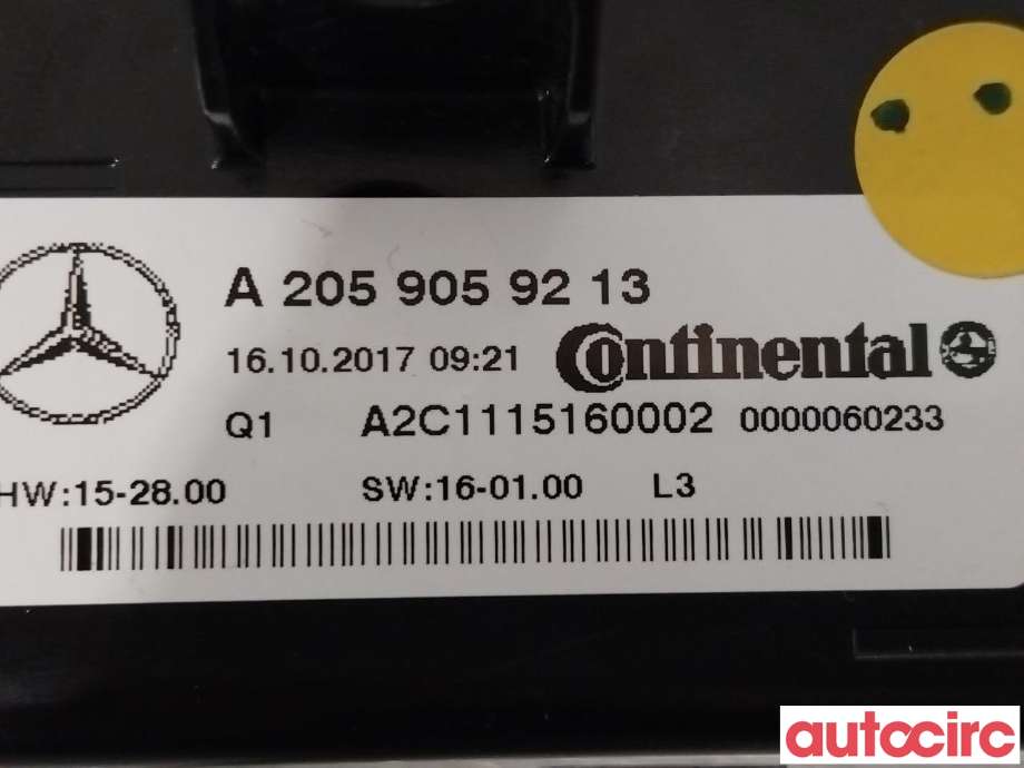 Varmeapparat betjening til Mercedes C-Klasse 2014-2018 (Fase 1) (W205) (W205) (MERCEDES|A2059054615|A2059059213)